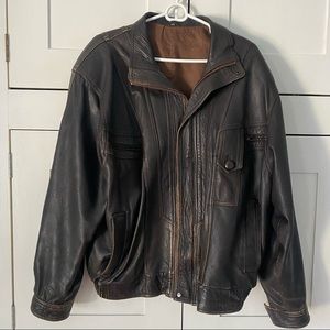 Authentic Vintage Turkish Leather Bomber Jacket